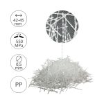 Fiber szál, beton erősítő szál. 1 kg/csomag. Statikai makrószál (42-45 mm) adalék betonozáshoz acélháló helyett