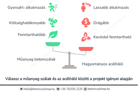 Válassz a műanyag szálak és az acélháló között a projekt igényei alapján