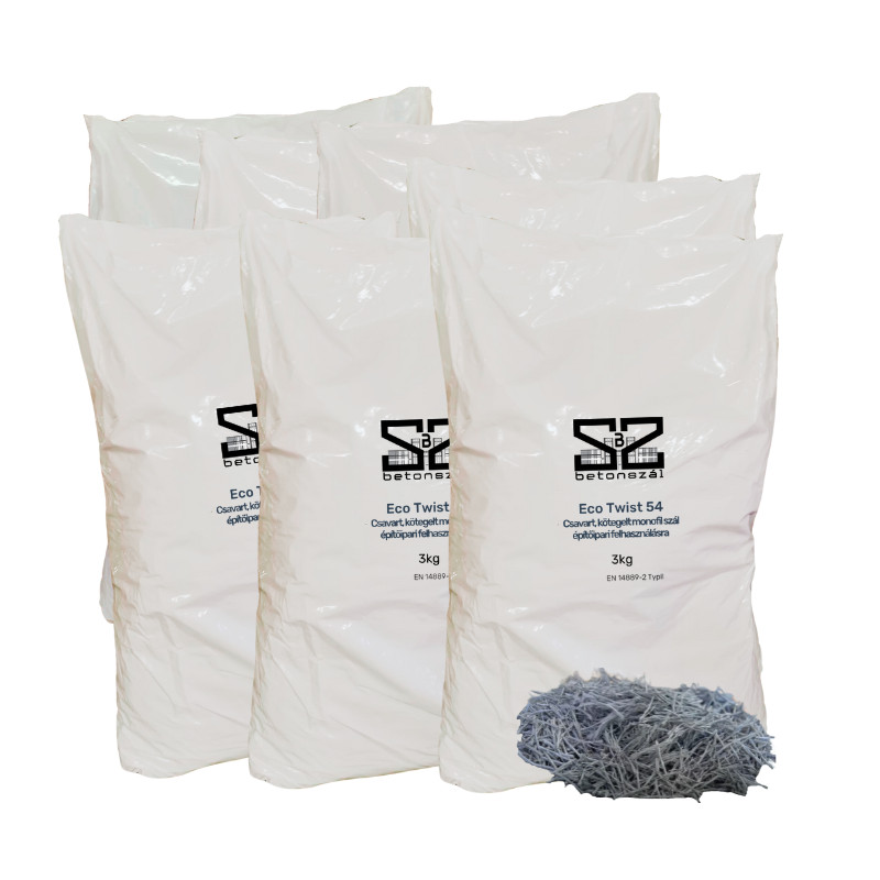 Image of Eco Twist 54. 21 kg (7x3 kg/zsák). Csavart, kötegelt monofil szál (54 mm) - ipari padló beton készítéséhez