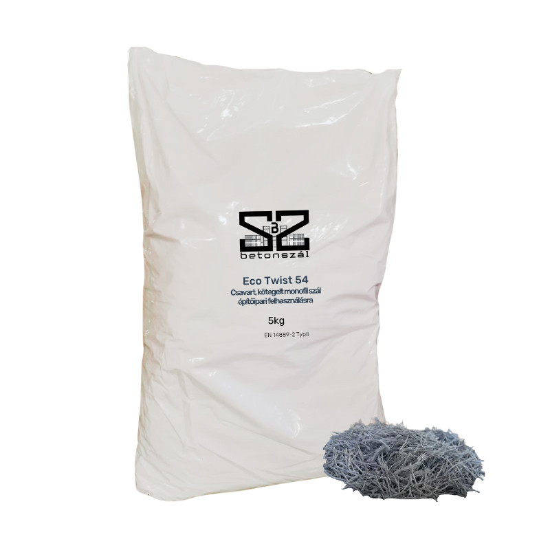 Image of Eco Twist 54. 5 kg/zsák. Csavart, kötegelt monofil szál (54 mm) - ipari padló beton készítéséhez