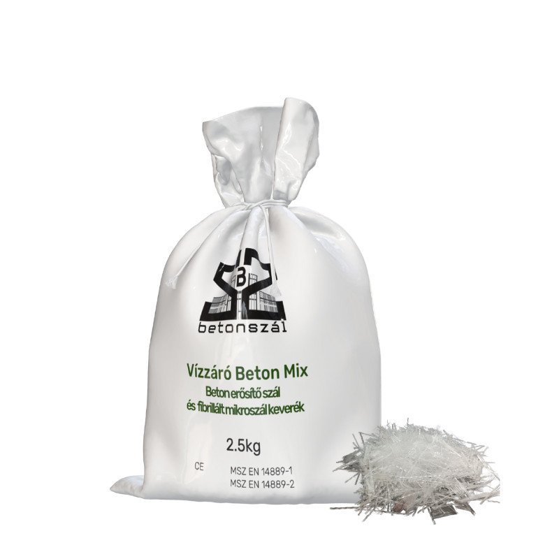 Image of Vízzáró Beton Mix. 2.5 kg/zsák. Beton erősítő szál és fibrillált mikroszál keverék - 1m3 nedves környezetben alkalmazott betonhoz
