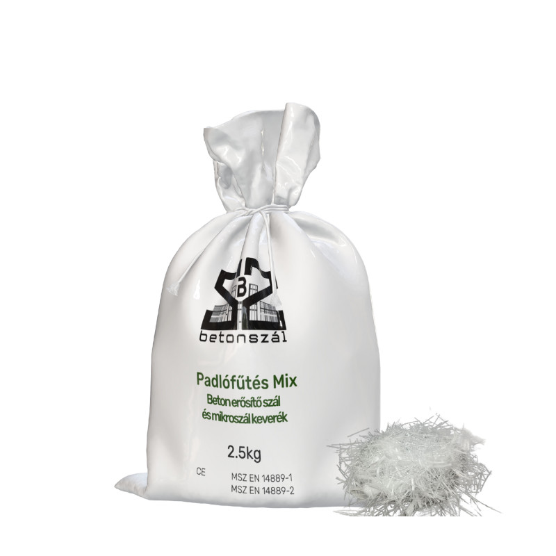 Image of Padlófűtés Mix. 2.5 kg/zsák. Beton erősítő szál és mikroszál keverék - 1m3 padlófűtés betonlemez megerősítéséhez